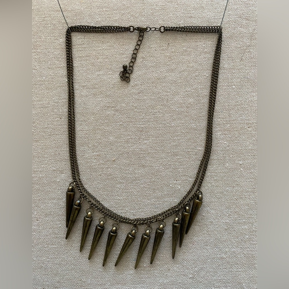H&M Vintage Alexander Wang Era Brass Spike Choker Statement Necklace
